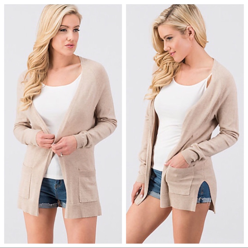 Oatmeal Simple Cardigan